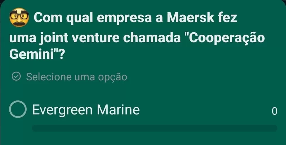 Tem enquete rolando lá no Canal do WhatsApp.